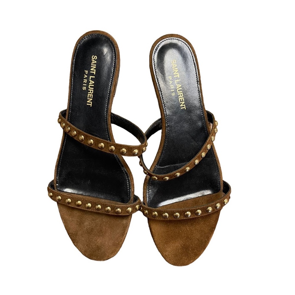 Saint Laurent Brown studded sandals sz 37